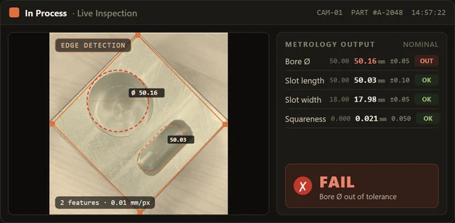Pass and fail example of assembly quality inspection using our system