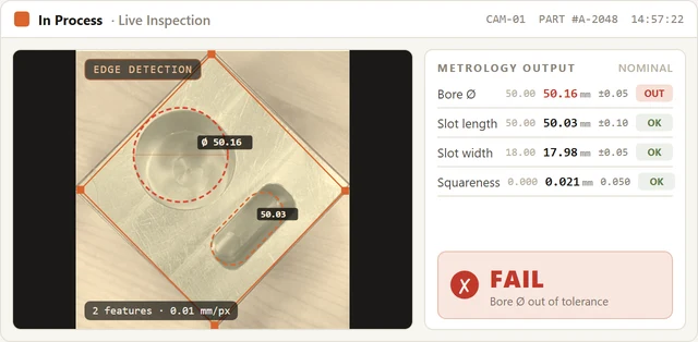Pass and fail example of assembly quality inspection using our system